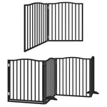 Dog Gate with Door Foldable 10 Panels Black 800 cm Poplar Wood 3155631