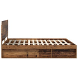 Bed Frame with Headboard Old Wood 200 x 200 cm Solid Pine Wood 3412450