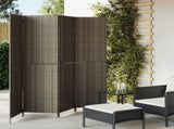 Room Divider 4 Panels Grey Poly Rattan 365346
