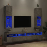 TV Cabinets with LED Lights 2 pcs Concrete Grey 30.5x30x102 cm 837022