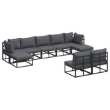 Garden Sofa Set with Cushion 9 pcs Black Aluminium 3378908