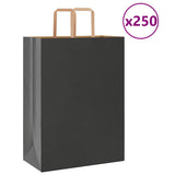 Paper Bags 250 pcs with Handles Black 32x17x44 cm 4101874