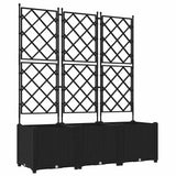 Garden Planter 3 pcs Black 120 x 40 x 143 cm Plastic 42002840