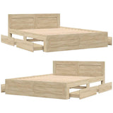 Bed Frame with Drawer 2 pcs Sonoma 153 x 203 cm Engineered Wood 3402855