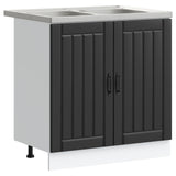 Sink Base Cabinet Lucca 2 pcs Black Engineered Wood 3315012