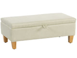 30L Linen Storage Ottoman Padded Footstool with Rubberwood Legs for Storage Box, Bed End, Shoe T3398P423865