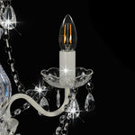 Chandelier with Beads White Round 3 x E14 281596