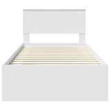 Bed Frame with Headboard White 100 x 200 cm Solid Pine Wood 3410636