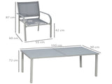 7 Piece Garden Dining Set, Outdoor Table and 6 Stackable Chairs, Steel Frame, Tempered Glass Top T3398P315966