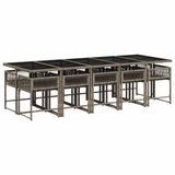 Garden Dining Set Grey PE Rattan 11 Piece Set Foldable 3211472