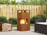 Fire Pit Brown 35 x 35 x 100 cm Weathering Steel 858931