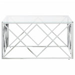 ZNTS Coffee Table 80x80x40 cm Stainless Steel and Glass 349969