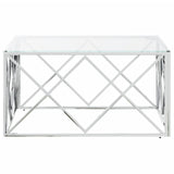 ZNTS Coffee Table 80x80x40 cm Stainless Steel and Glass 349969