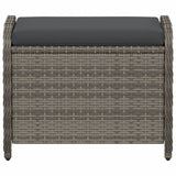 Garden Stool with Cushion Grey 58x46x46 cm Poly Rattan 365734