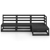 4 Piece Garden Lounge Set Black Solid Wood Pine 3075488