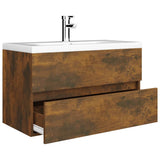 Sink Cabinet with Built-in Basin Smoked Oak Engineered Wood 3120345