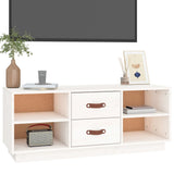 TV Cabinet White 100x34x40 cm Solid Wood Pine 818226