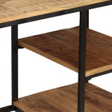 Desk with Folding Stool Solid Mango Wood 115x50x76 cm 245261