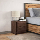 Bedside Cabinet with LED Lights Brown Oak Engineered Wood 852059
