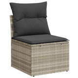 2 Piece Garden Sofa Set with Cushions Light Grey Poly Rattan Acacia 3325238