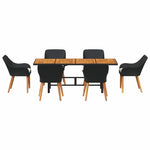 Garden Dining Set 7 pcs Black and brown Poly Rattan 3261623