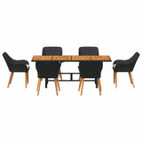 Garden Dining Set 7 pcs Black and brown Poly Rattan 3261623