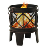Rustic Fire Pit with Poker 42x54 cm Steel 313637