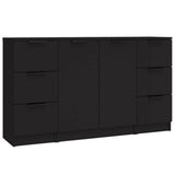 Sideboards 3 pcs Black Engineered Wood 3115837
