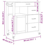Kitchen Trolley MONZA 84x40x88.5 cm Solid Wood Pine 376109