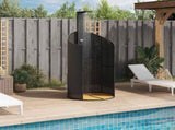 Outdoor Shower Black 100x100x241.5 cm Poly Rattan and Acacia Wood 368212