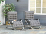2pc Reclining Zero Gravity Sun Loungers ,Folding Chaise Lounge Chair with Cushions, Dark Grey T3398P318688