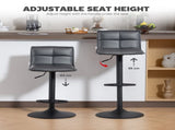 Set of Two Modern Faux Leather Bar Stools - Dark Grey T3398P423891