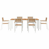 Outdoor Dining Set 7 pcs Solid Teak Wood and Stainless Steel 3334803