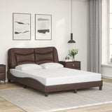 Bed Frame with LED without Mattress "Hvar" Brown 140x190 cm 3213929