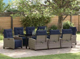 Garden Dining Set with Cushion 9 pcs Grey Poly Rattan 3380476