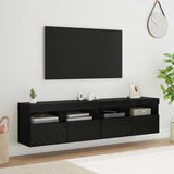 TV Wall Cabinets with LED 2 pcs Black Oak 80 x 30 x 40 cm 882982