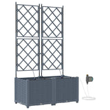 Garden Planter 2 pcs LiGht Grey 80 x 40 x 142 cm Plastic 42002897