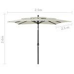 3-Tier Garden Parasol with Aluminium Pole Sand 2.5x2.5 m 313836