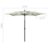 3-Tier Garden Parasol with Aluminium Pole Sand 2.5x2.5 m 313836