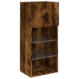 TV Cabinets with LED Lights 2 pcs Smoked Oak 40.5x30x90 cm 837052