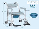 Rolling Shower Wheelchair for Seniors, Bedside Commode Chair with Locking Wheels, Seat, Backrest, T3398P554328