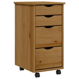 Rolling Cabinet with Drawers MOSS Honey Brown Solid Wood Pine 355903