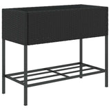 Garden Planters with Shelf 2 pcs Black 90x40x75 cm Poly Rattan 3210507