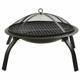 2-in-1 Fire Pit and BBQ with Poker 56x56x49 cm Steel 313352