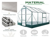 6x8 FT Polycarbonate Greenhouse with Base and Raised Bed, Walk-in Greenhouse with Aluminium Frame, T3398P317614
