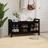 Hall Bench Black 110x40x60 cm Solid Wood Pine 821793
