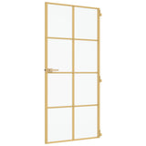Interior Door Slim Golden 93x201.5 cm Tempered Glass and Aluminium 155146