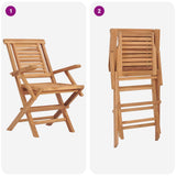 5 Piece Folding Garden Bistro Set Natural Solid Teak Wood 3434101