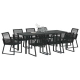 Garden Dining Set 9 pcs Black Powder-Coated Steel 3379316
