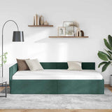 Corner Bed Frame Dark Green 100 cm x 200 cm Velvet 42016093